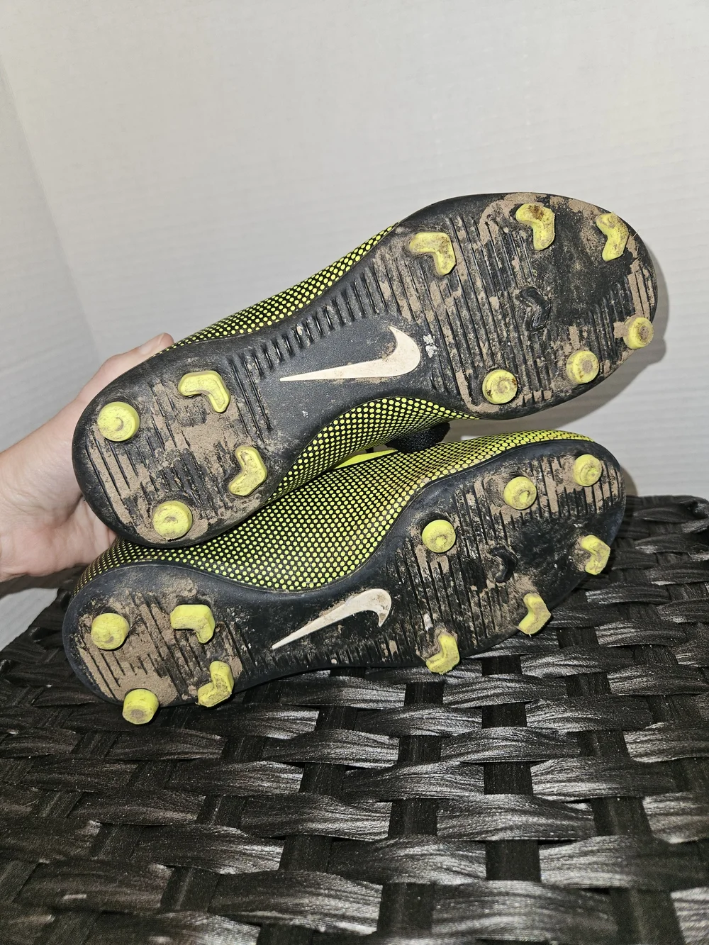 Nike Kids Neon Yellow and Black Soccer Cleats